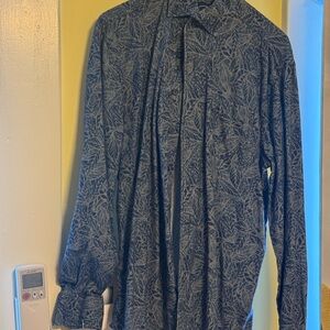 Blue Leaf Pattern Shirt